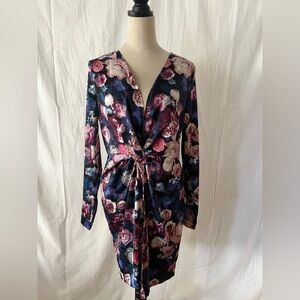 Fashion Nova Floral Long Sleeve Dress - Blue and Pink
